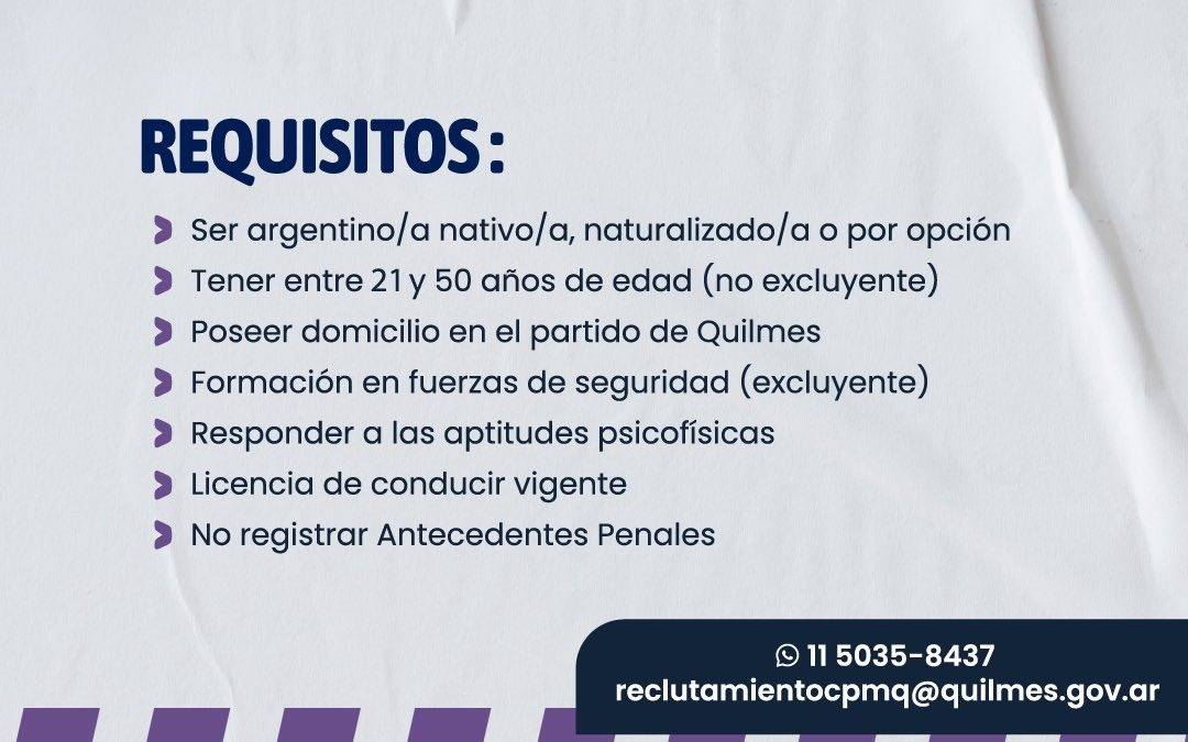 Convocatoria de inscripción para incorporar agentes al Comando de Prevención Municipal
