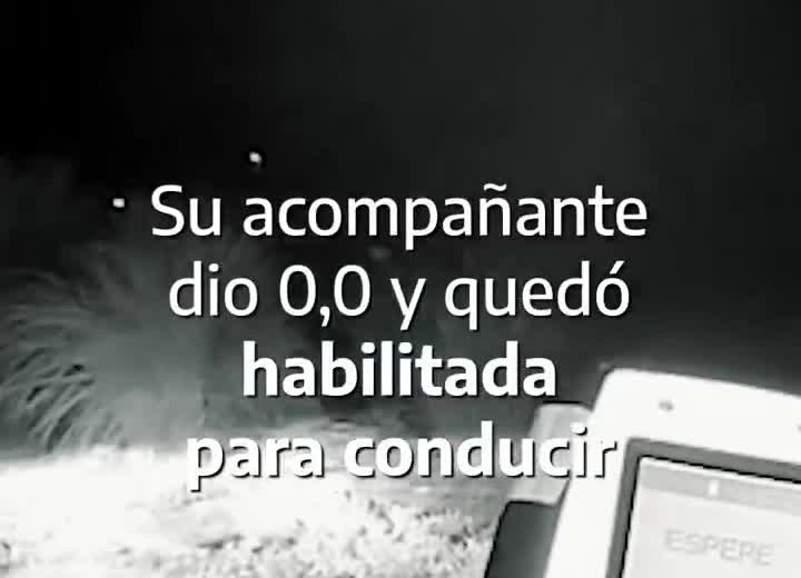 El video informa que la acompañante dio 0,0 y quedó habilitada para conducir.