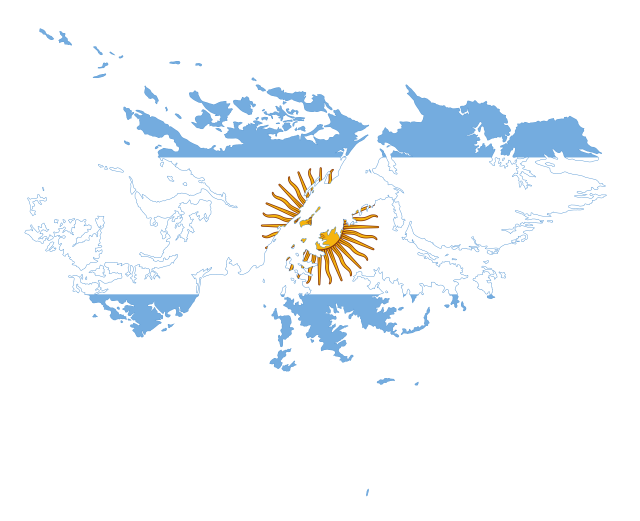Mapa de las Islas Malvinas con la bandera argentina
