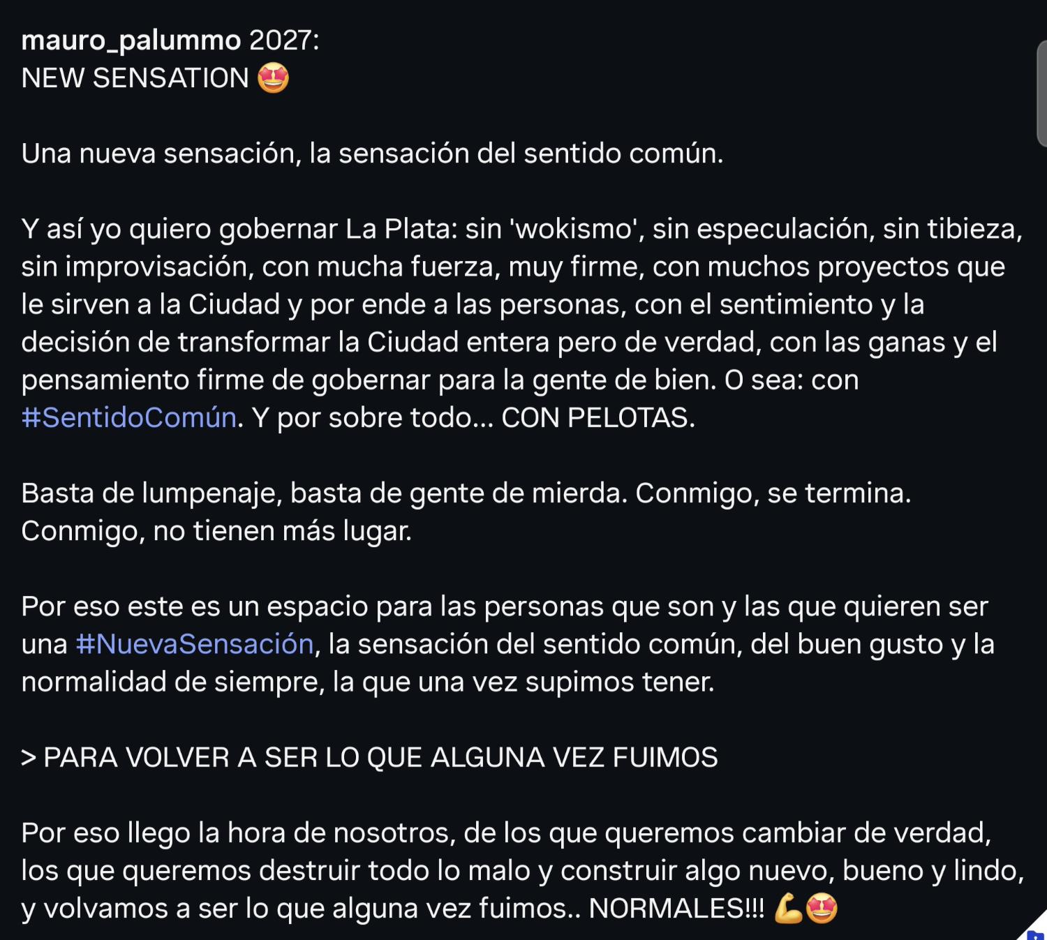 Publicación de Mauro Palummo en Instagram.